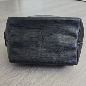 Yves Saint Laurent Textured Black Beauty Bag W/ Zipper